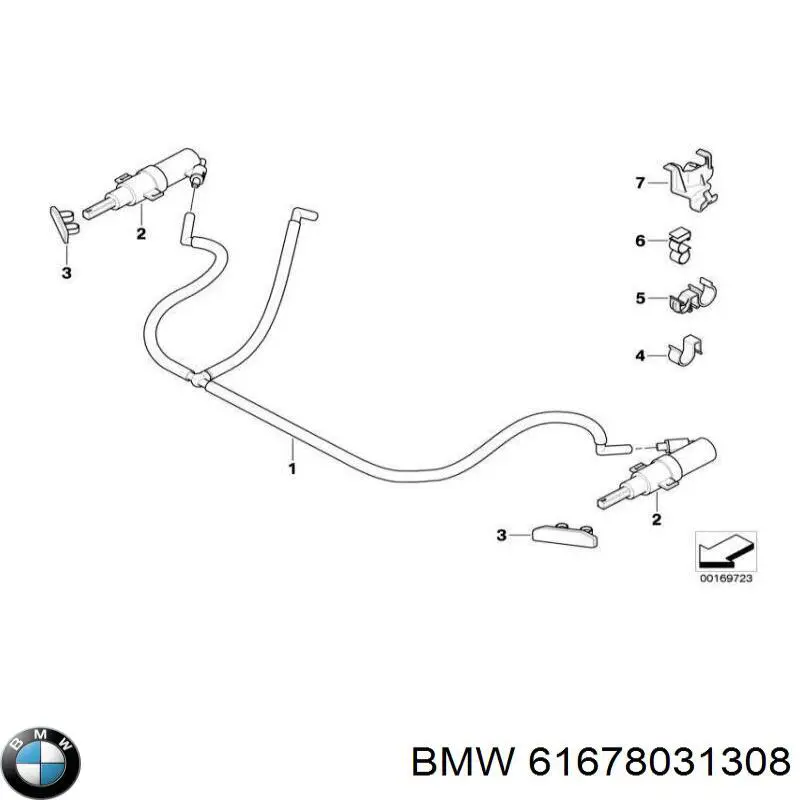 Compre 61678031308 BMW Placa sobreposta do injetor de fluido para lavador da luz dianteira