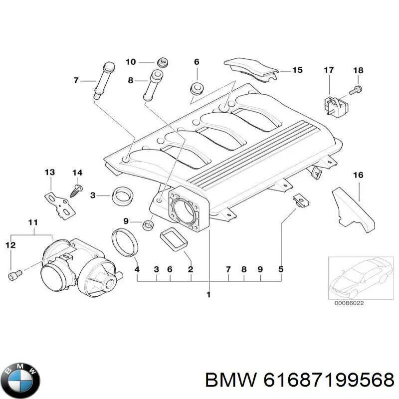 Compre 61687199568 BMW Injetor de fluido para lavador de vidro traseiro