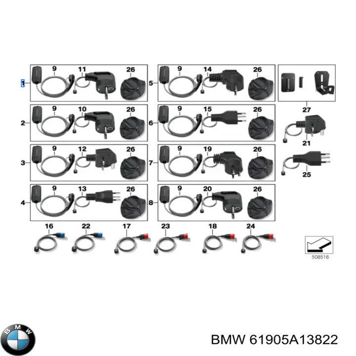 61905A13822 BMW Dispositivo de carregamento para a PILHA