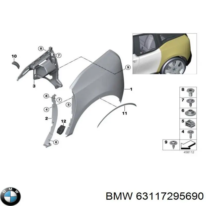 63117295690 BMW Retrorrefletor (refletor) do pára-choque dianteiro direito