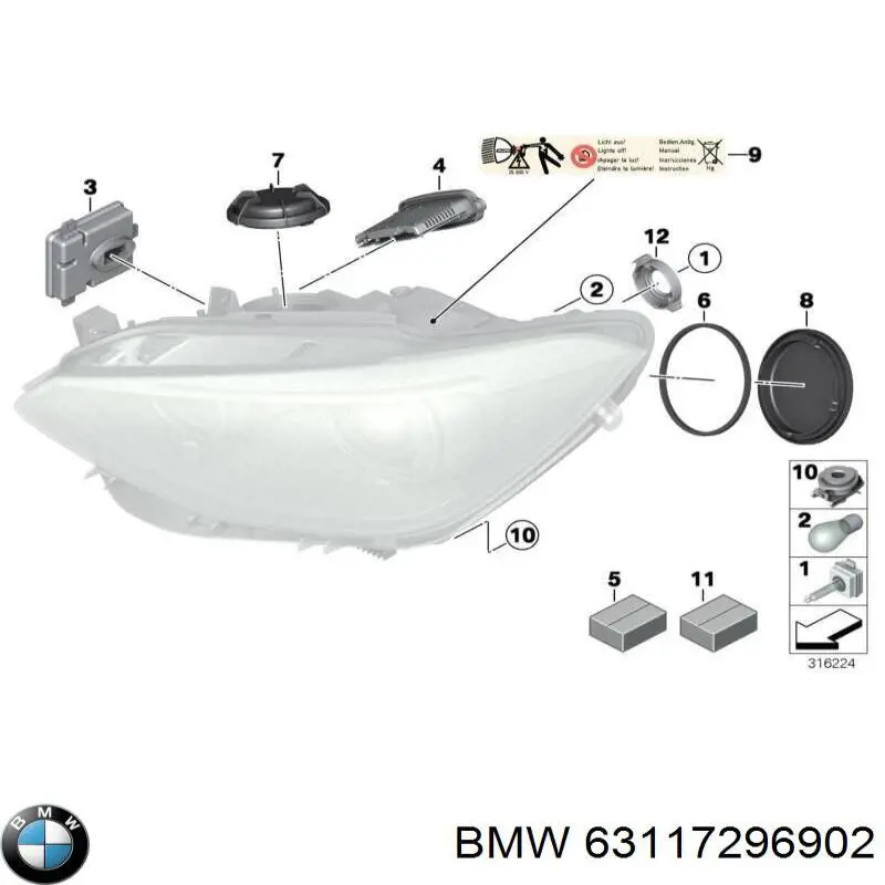 63117296902 BMW Consola (adaptador) de fixação das luzes dianteiras