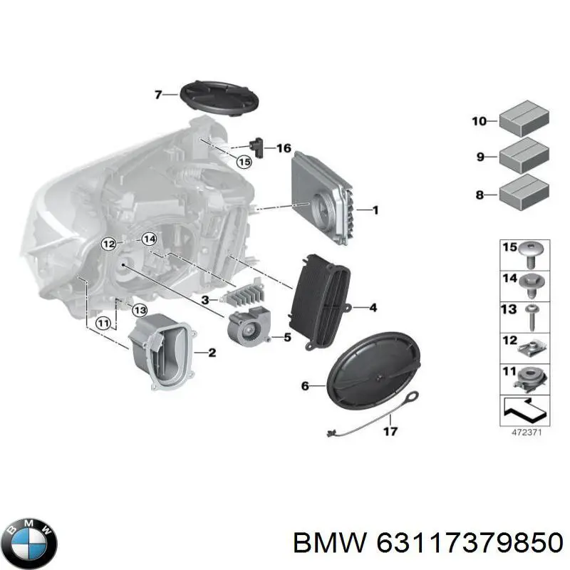63117379850 BMW Consola (adaptador) de fixação das luzes dianteiras