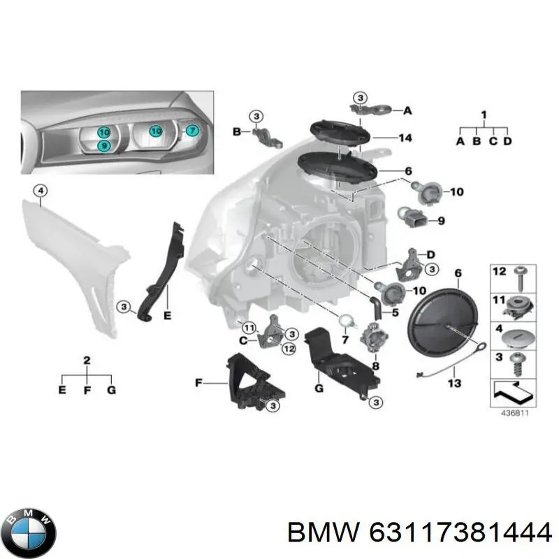 Braçadeira de fixação das luzes BMW 63117381444 preço, a partir de 49,35 USD