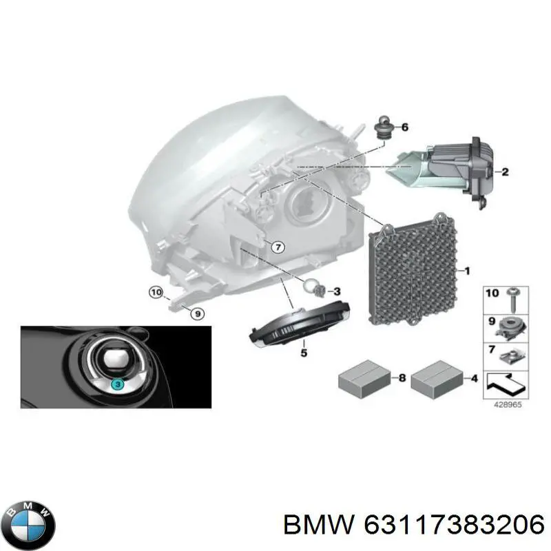 63117383206 BMW Consola (adaptador) de fixação das luzes dianteiras