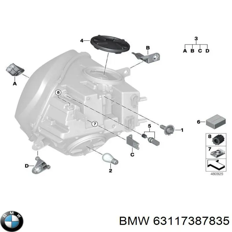 Consola (adaptador) de fixação das luzes dianteiras BMW 63117387835 preço, a partir de 12,17 USD