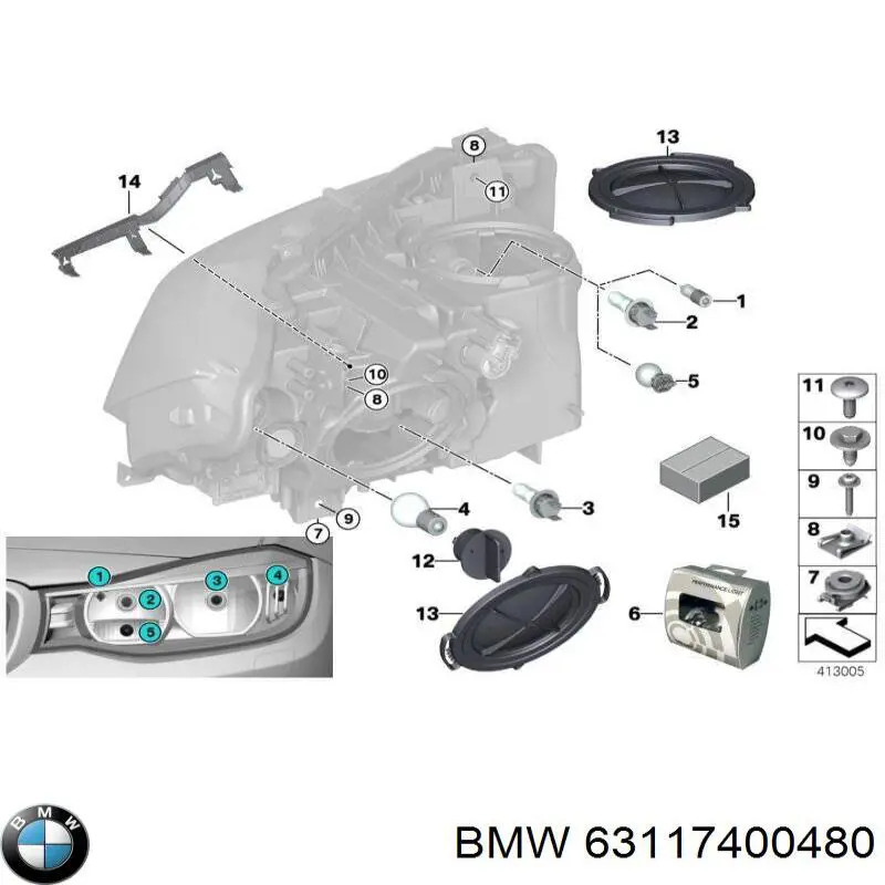 63117400480 BMW Consola (adaptador) de fixação da luz dianteira direita