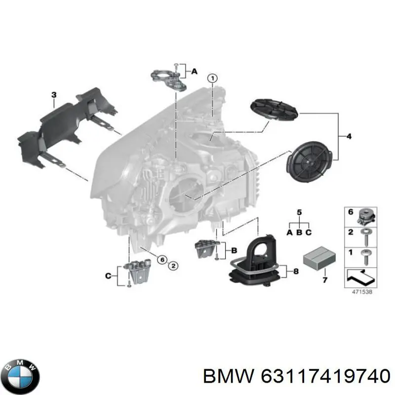 63117419740 BMW Consola (adaptador) de fixação das luzes dianteiras