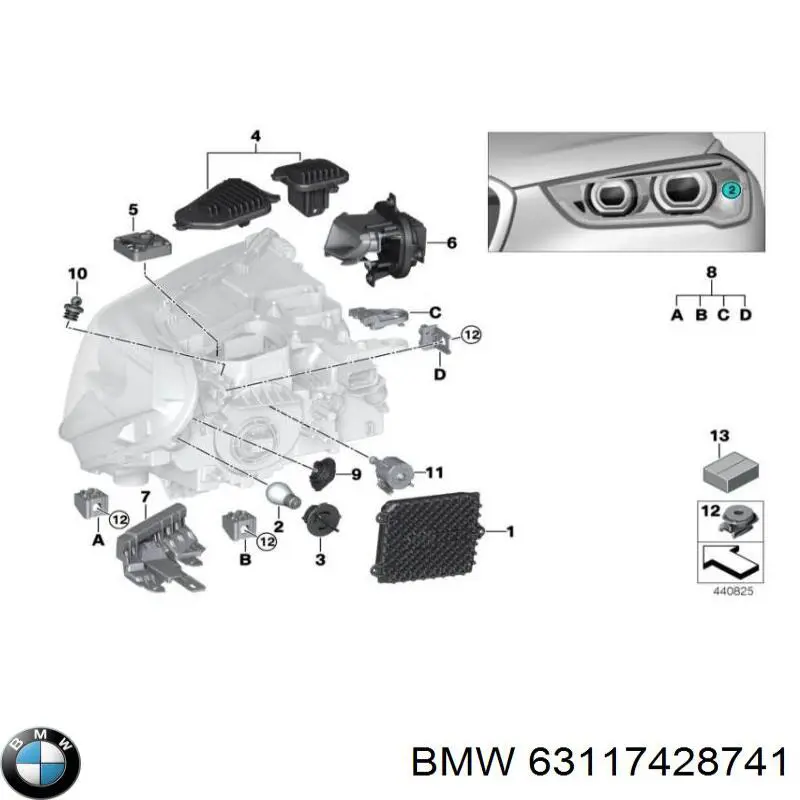 63117428741 BMW Guia do pára-choque dianteiro esquerdo