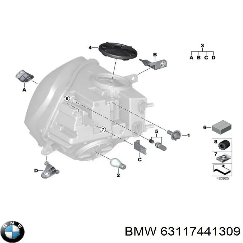 63117441309 BMW Consola (adaptador) de fixação das luzes dianteiras