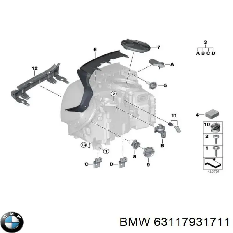 Consola (adaptador) de fixação das luzes dianteiras BMW 63117931711 preço, a partir de 174,28 USD