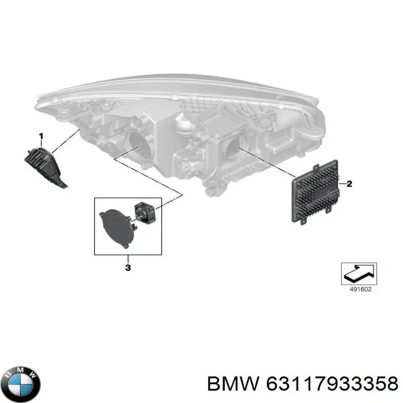 63117933358 BMW Módulo de direção (Centralina eletrônica) de iluminação adativa