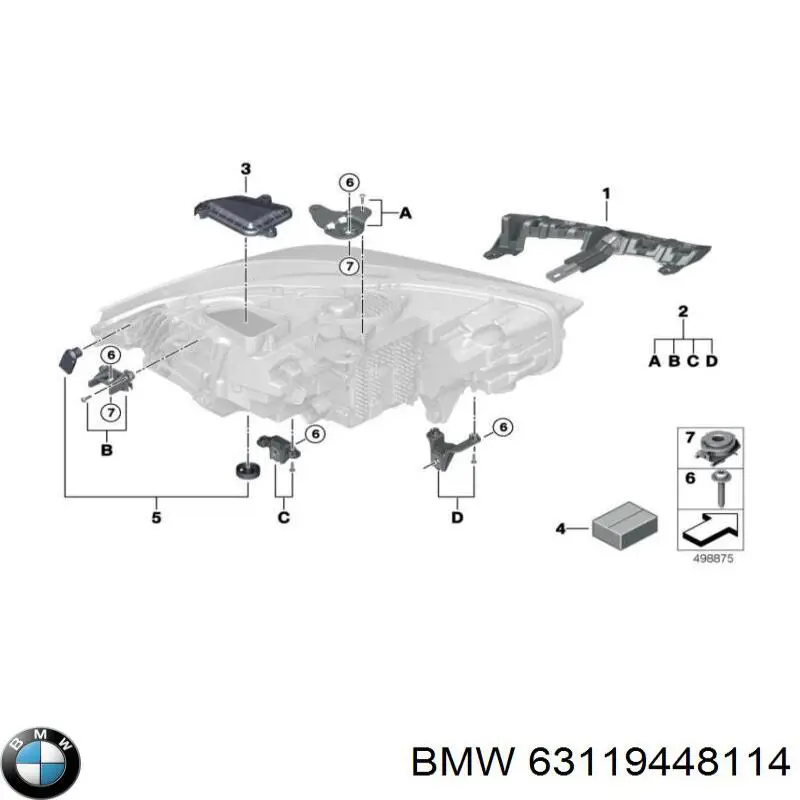 Consola (adaptador) de fixação da luz dianteira direita BMW 63119448114 preço, a partir de 90,41 USD