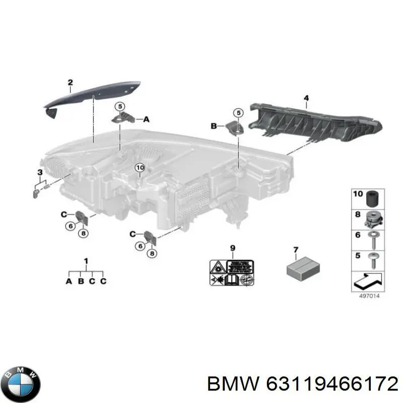 63119466172 BMW Consola (adaptador) de fixação da luz dianteira direita