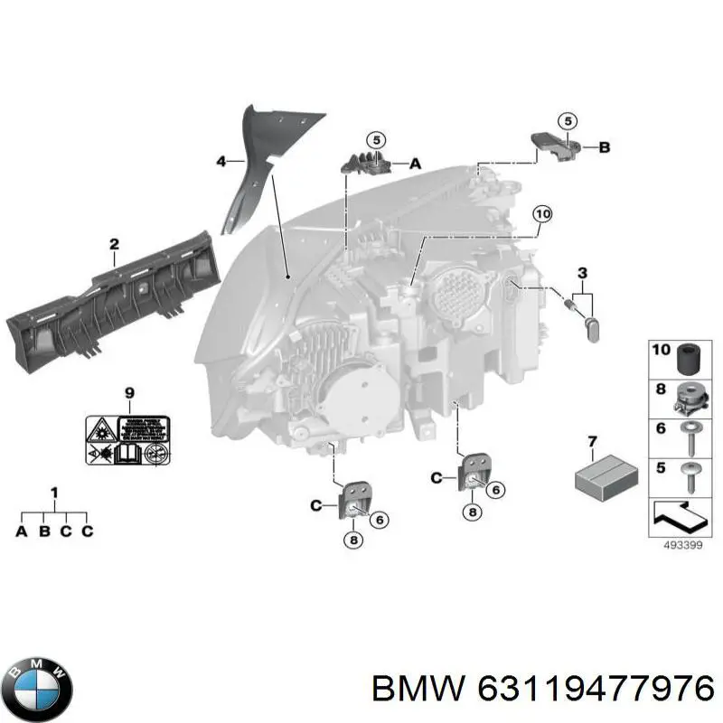 63119477976 BMW Consola (adaptador) de fixação das luzes dianteiras
