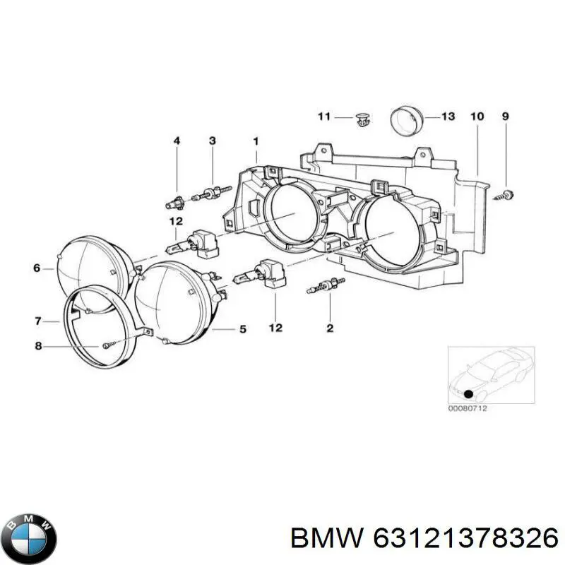 Compre 63121378326 BMW Consola (adaptador) de fixação da luz dianteira direita