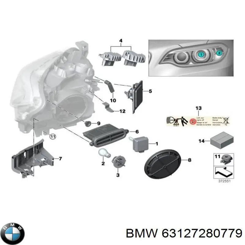 63127280779 BMW Consola (adaptador) de fixação das luzes dianteiras