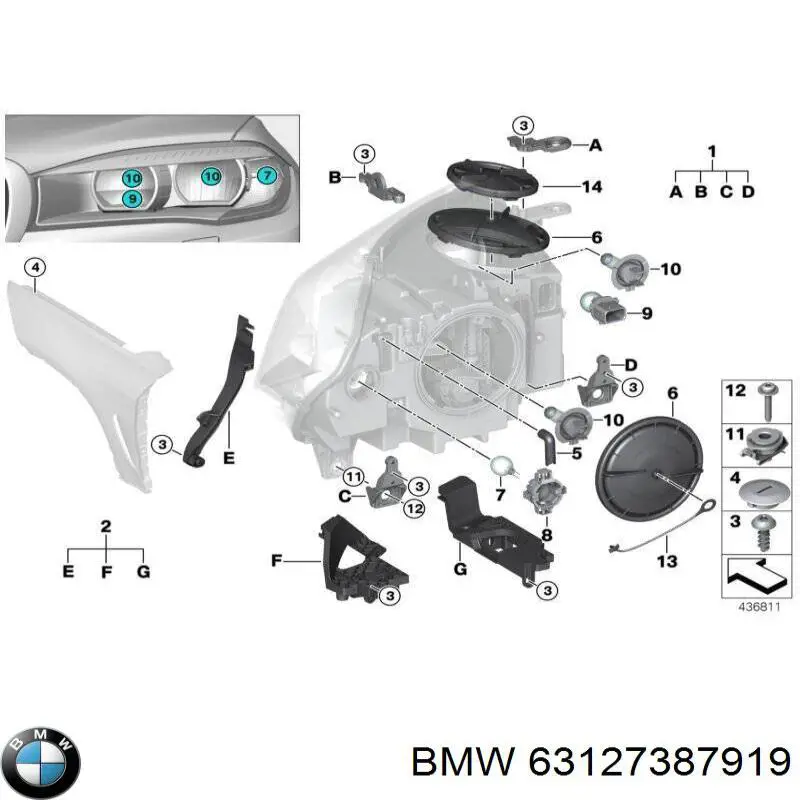 63127387919 BMW Braçadeira de fixação das luzes