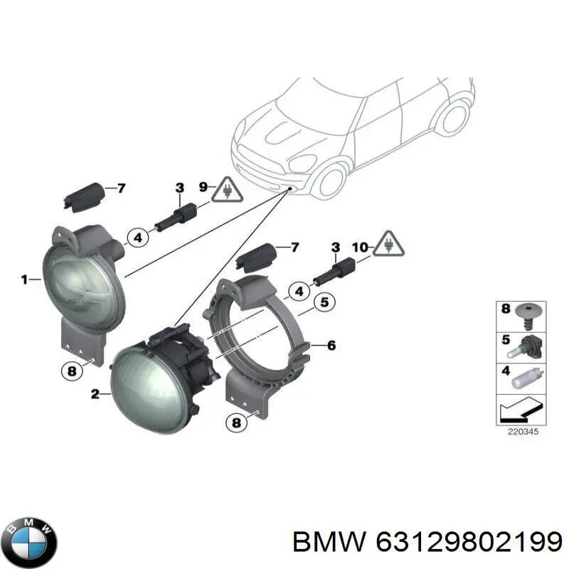 63129802199 BMW Luzes de nevoeiro esquerdas/direitas