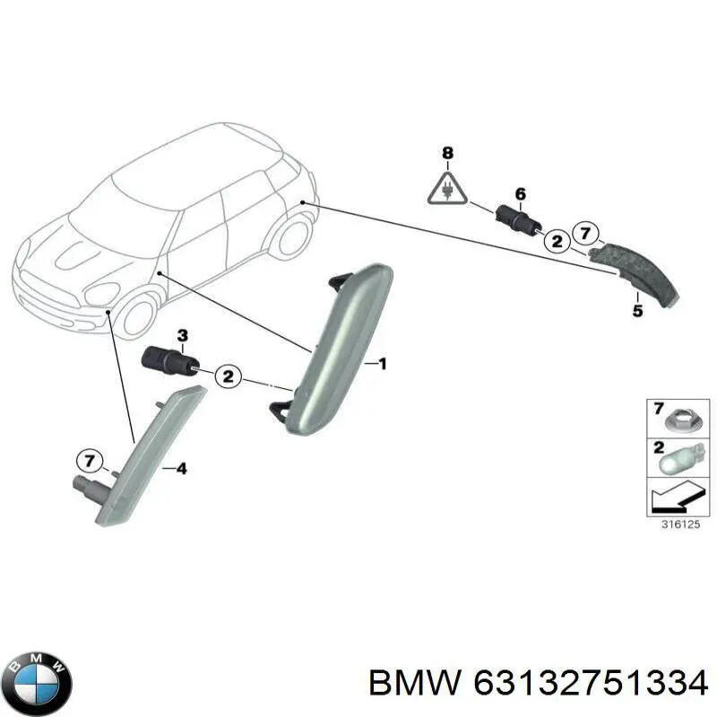 63132751334 BMW Posição traseira lateral direita