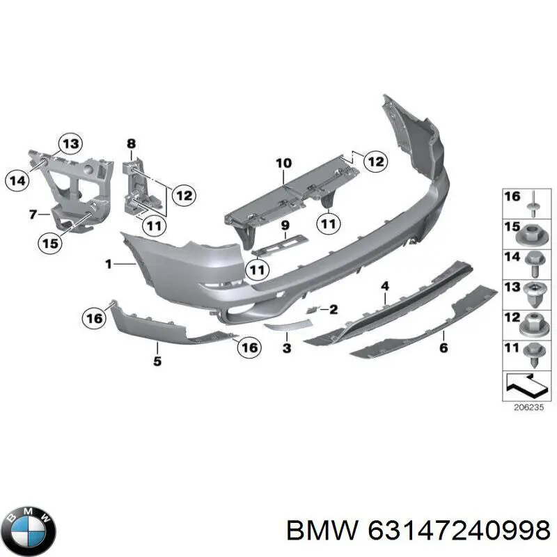7240998 BMW Retrorrefletor (refletor) do pára-choque traseiro direito