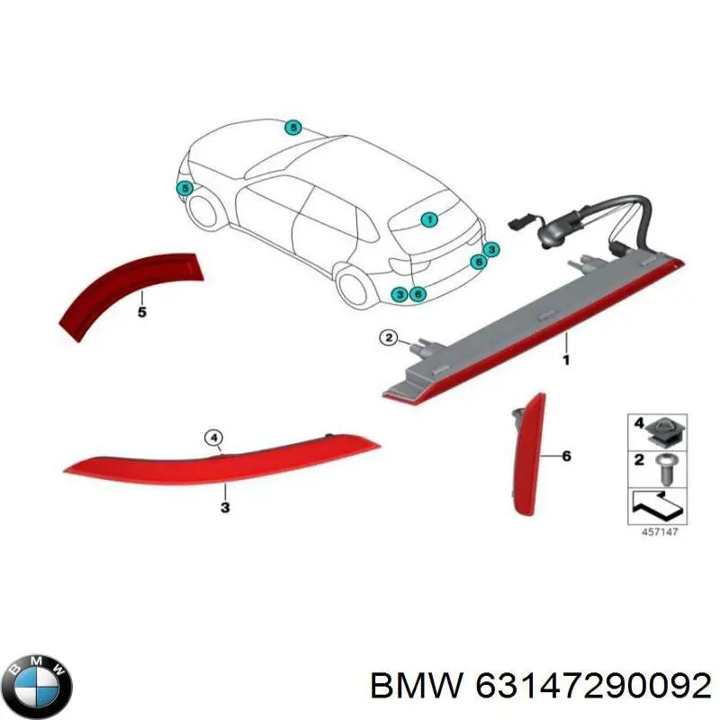 63147290092 BMW Retrorrefletor (refletor) do pára-choque traseiro direito