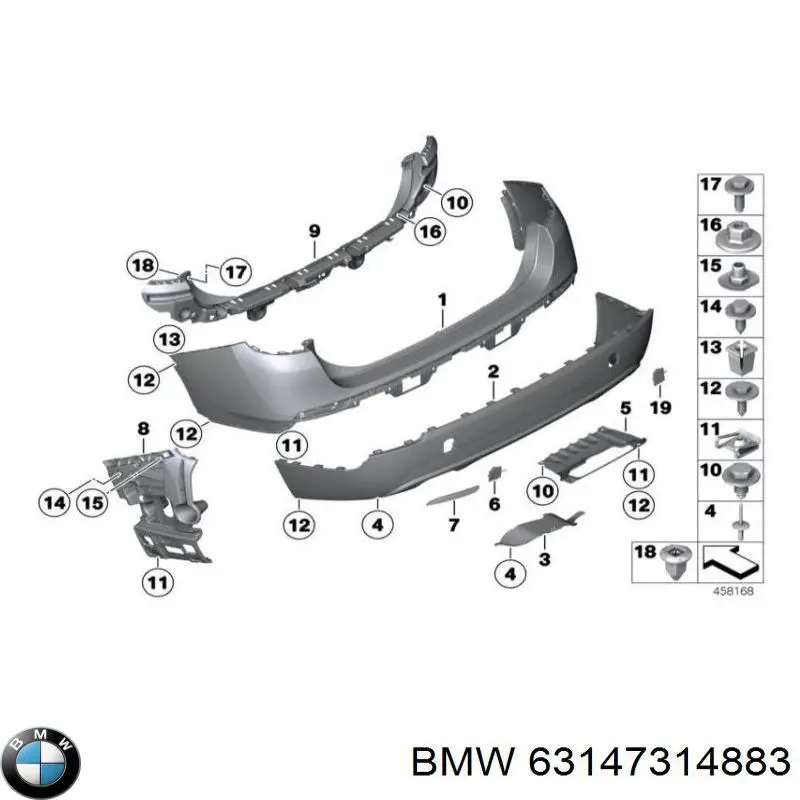 63147314883 BMW Retrorrefletor (refletor) do pára-choque traseiro esquerdo
