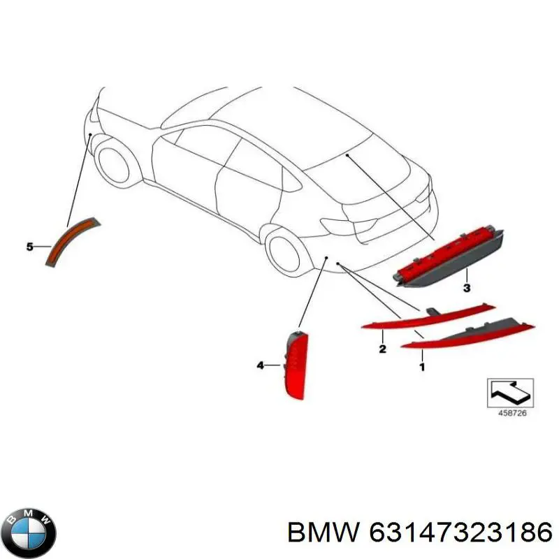 63147323186 BMW Retrorrefletor (refletor) do pára-choque traseiro direito