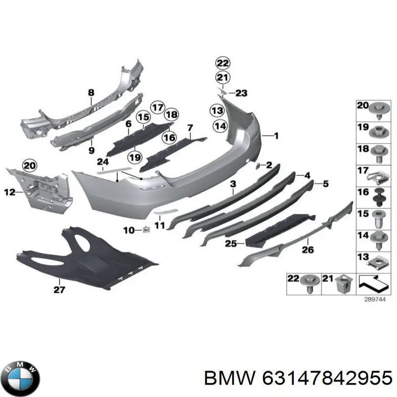63147842955 BMW Retrorrefletor (refletor) do pára-choque traseiro esquerdo