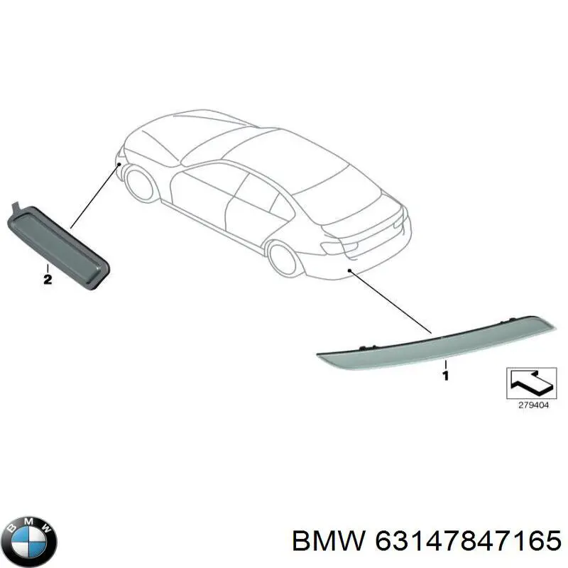 Retrorrefletor (refletor) do pára-choque traseiro esquerdo BMW 63147847165 preço, a partir de 25,11 USD