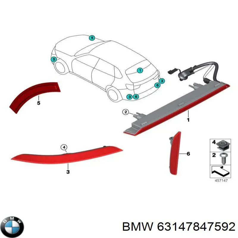 63147847592 BMW Retrorrefletor (refletor) do pára-choque traseiro direito