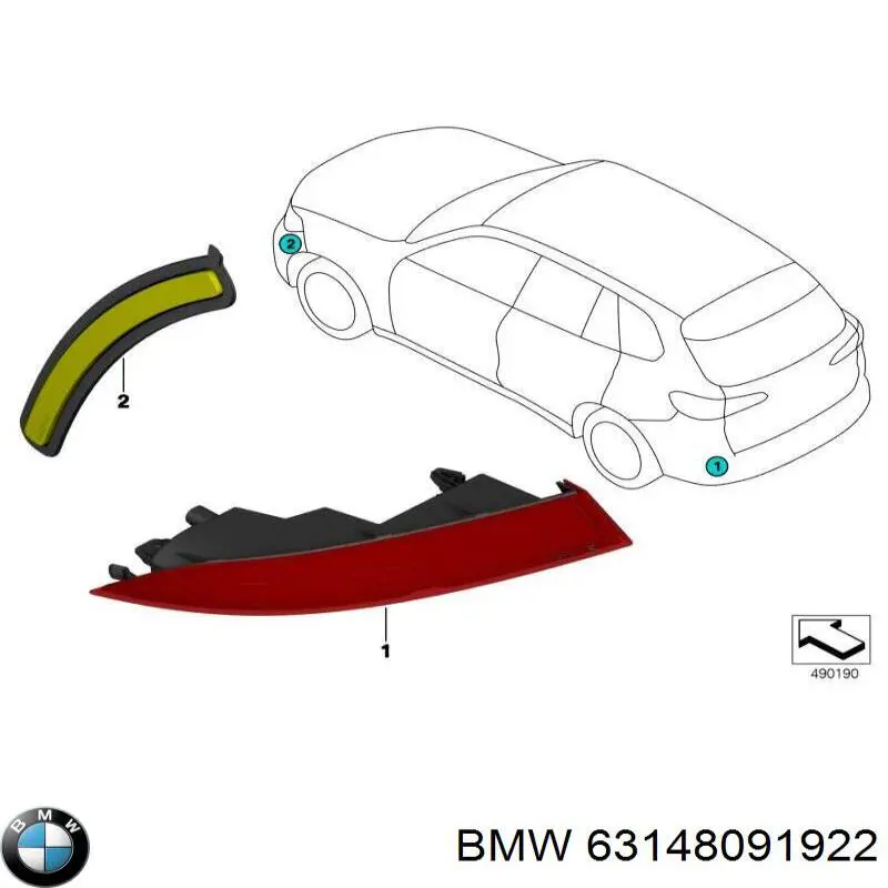 Retrorrefletor (refletor) do pára-choque traseiro direito BMW 63148091922 preço, a partir de 41,45 USD