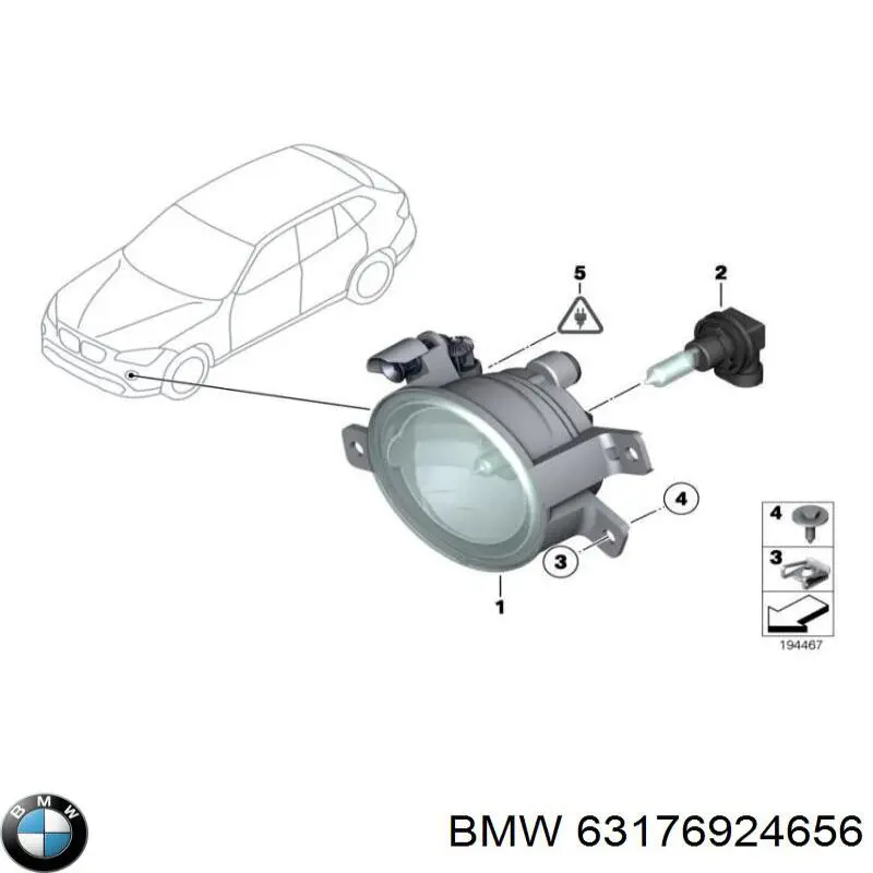 Luzes de nevoeiro direitas BMW 63176924656 preço, a partir de 47,09 USD