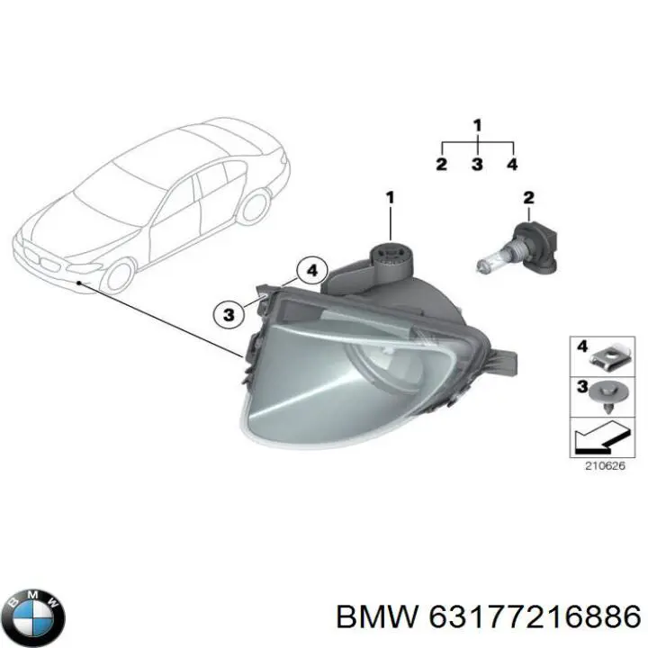 Luzes de nevoeiro direitas BMW 63177216886 preço, a partir de 83,43 USD