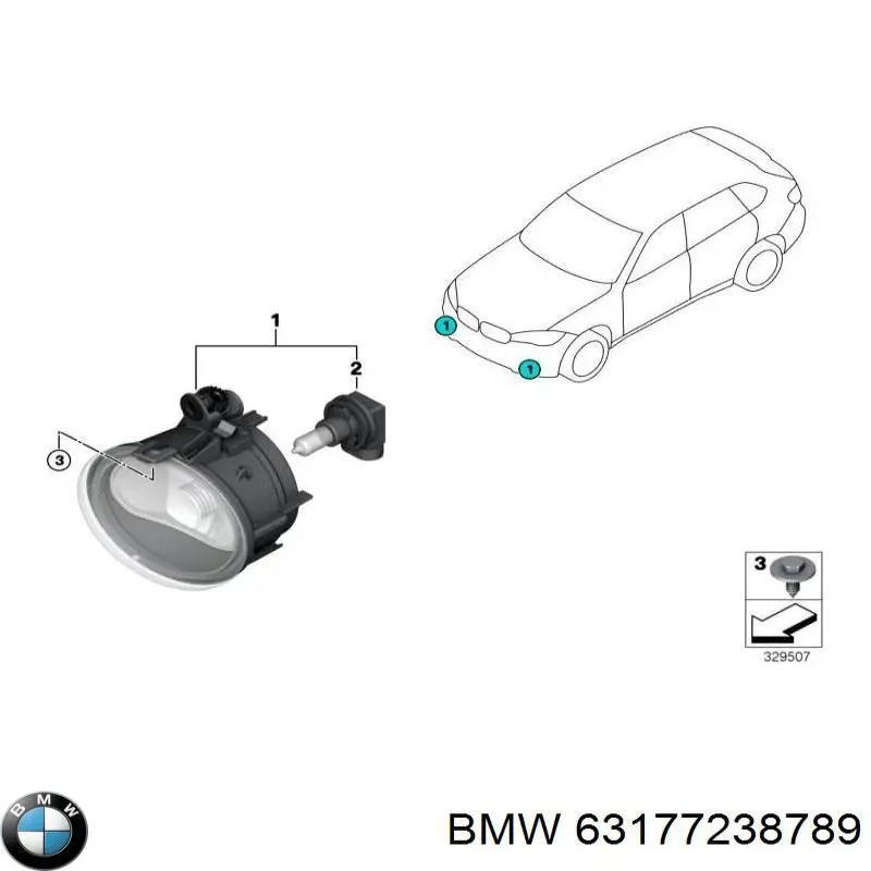 63177238789 BMW Luzes de nevoeiro esquerdas