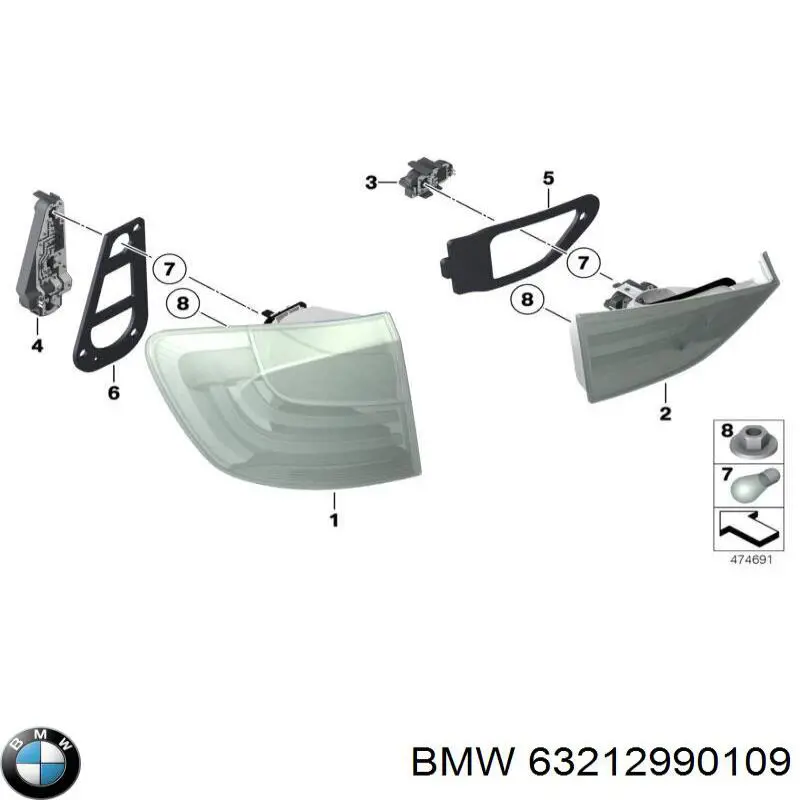 63212990109 BMW Lanterna traseira esquerda externa