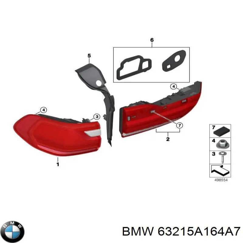 63215A164A7 BMW Lanterna traseira esquerda externa
