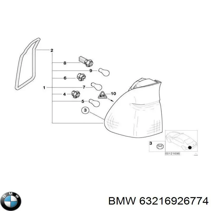 63216926774 BMW Compactador da luz traseira externa