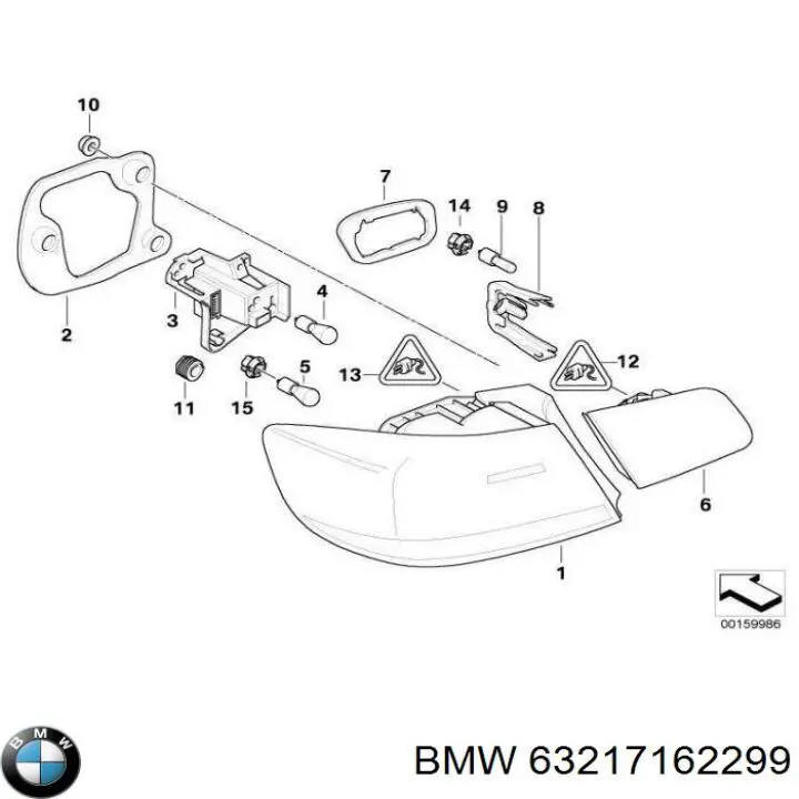 Lanterna traseira esquerda interna BMW 63217162299 preço, a partir de 118,82 USD