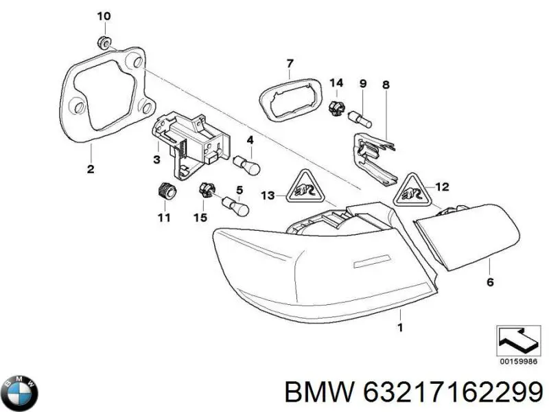 63217162299 BMW Lanterna traseira esquerda interna