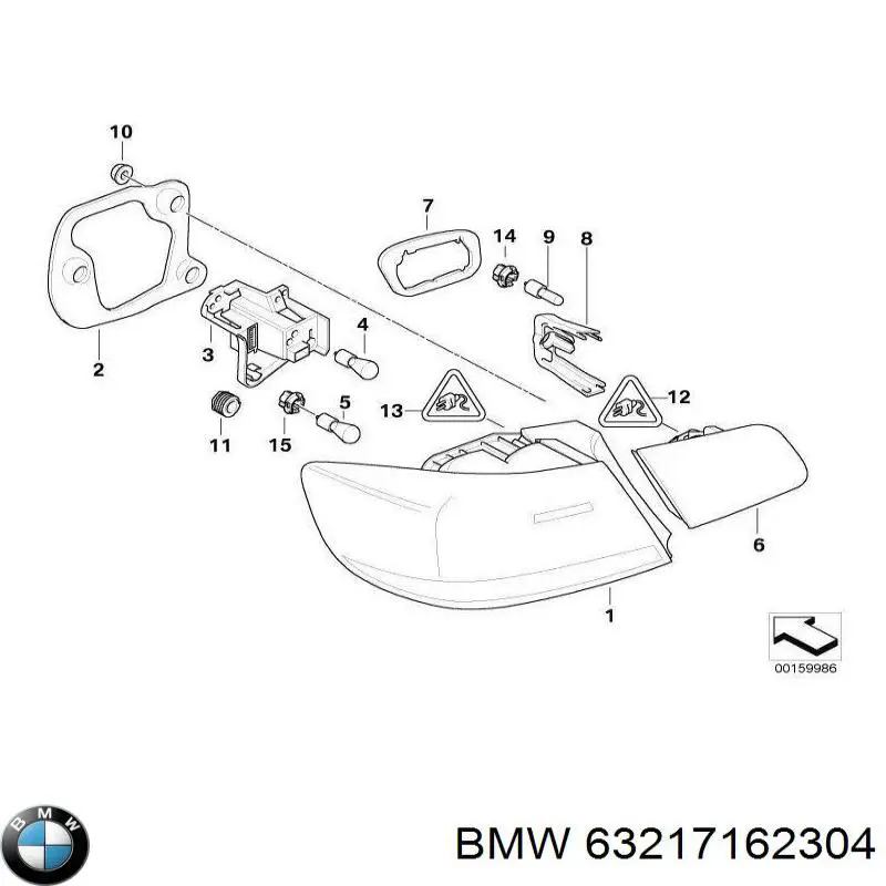 Compre 63217162304 BMW Lanterna traseira direita interna