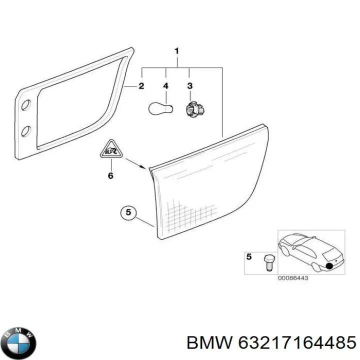 63217164485 BMW Lanterna traseira esquerda interna