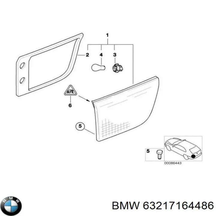 63217164486 BMW Lanterna traseira direita interna