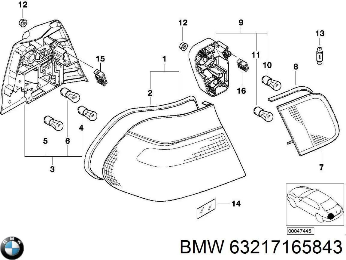 Circuito de contato da luz traseira BMW 63218383099 preço, a partir de 56,18 USD