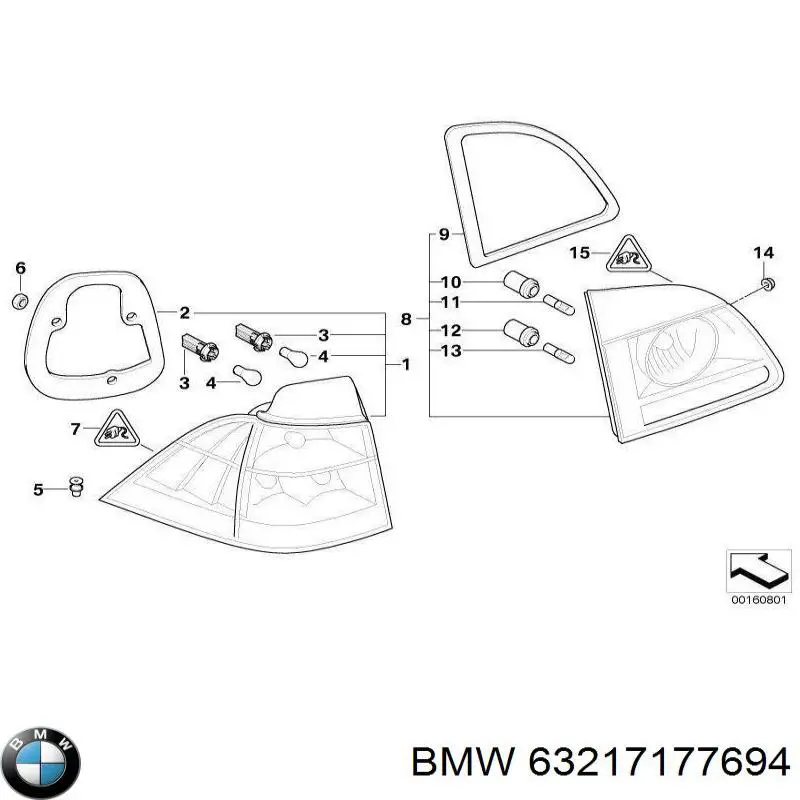 Lanterna traseira direita externa BMW 63217177694 preço, a partir de 214,52 USD
