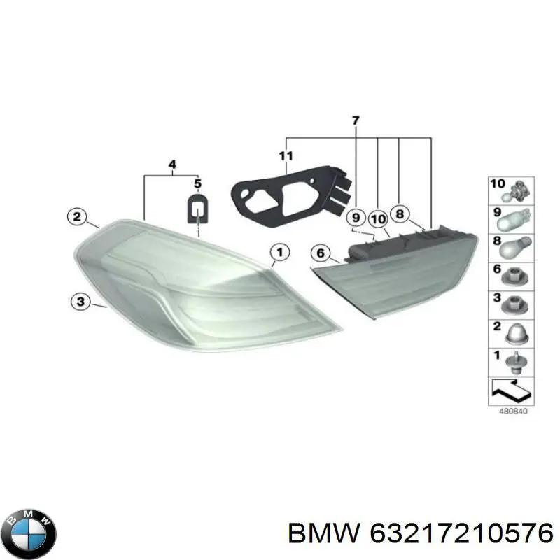 63217210576 BMW Lanterna traseira direita externa