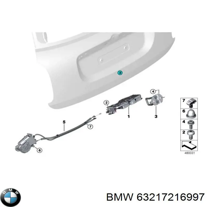 63217216997 BMW Motor acionador de abertura/fechamento de porta-malas (de 3ª/5ª porta traseira)