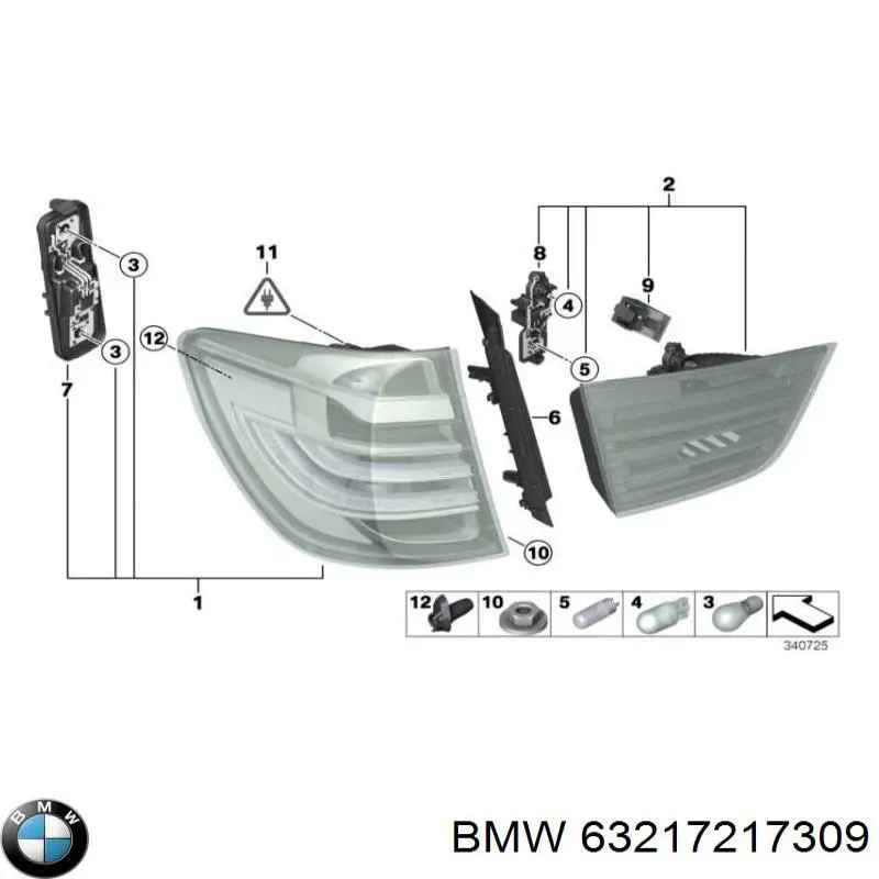 63217217309 BMW Lanterna traseira esquerda interna