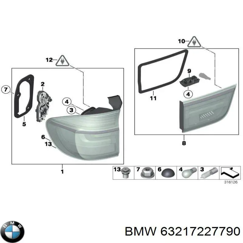 Lanterna traseira direita externa BMW 63217227790 preço, a partir de 155,63 USD