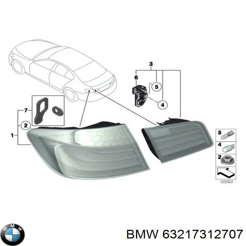 63217312707 BMW Lanterna traseira esquerda externa