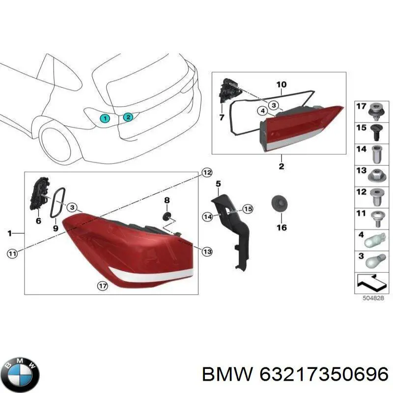 Lanterna traseira direita interna BMW 63212710636 preço, a partir de 168,18 USD
